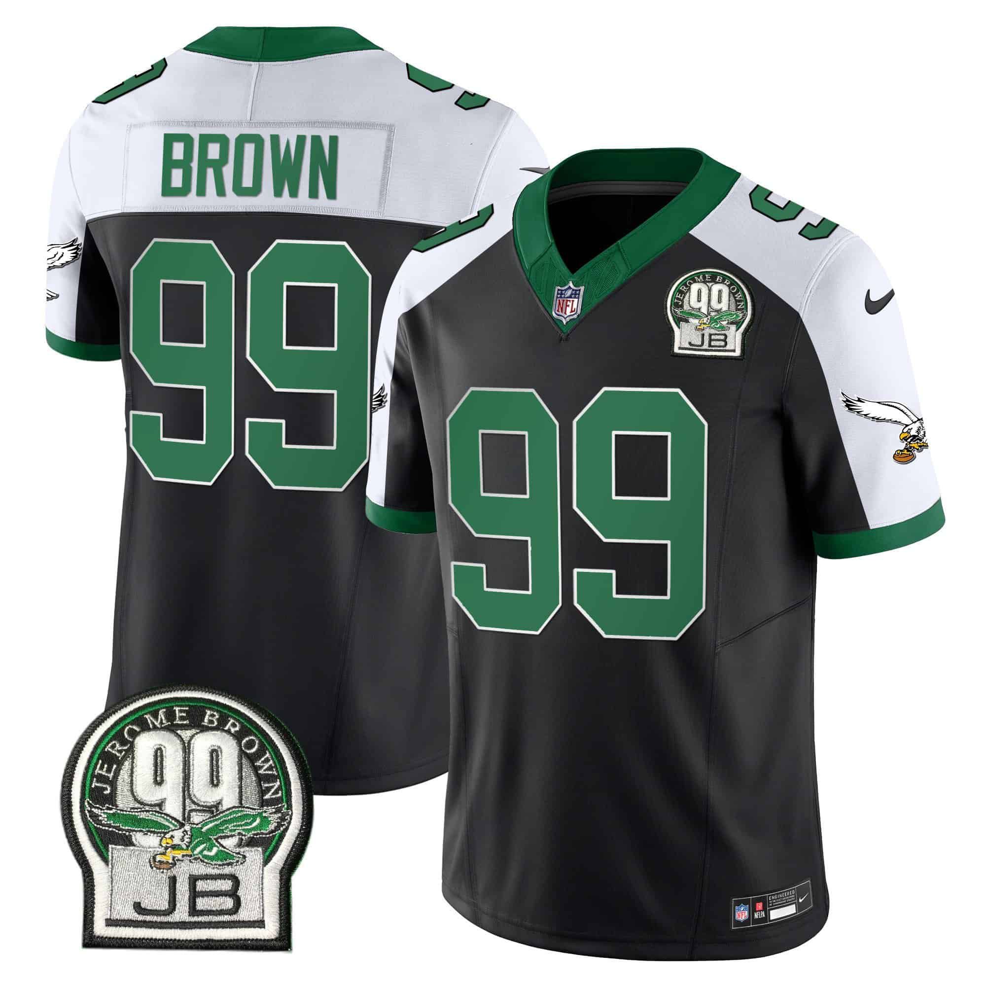 Men Philadelphia Eagles 99 Brown Black 2024 Nike Jerome Brown Patch Alternate Limited NFL Jersey